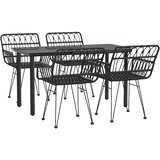  5-dijelni vrtni blagovaonski set od poliratana crni Crna Dužina stola 140 cm | shoptok.hr