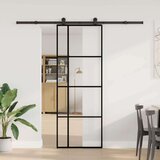 vidaXL Drsna vrata z opremo 76x205 cm ESG steklo in aluminij | Shoptok.si