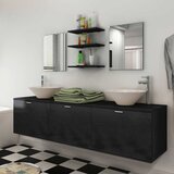  8-Dijelni Set Namještaja za Kupaonicu sa Umivaonikom Crni | shoptok.hr