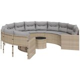 Maison Chic Vrtni kavč - Zunanji kavč z mizo in blazinami okrogel bež poli ratan, (22043660) | Shoptok.si