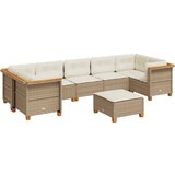 Maison Chic Seti vrtnega pohištva - Vrtna garnitura - Vrtni pohištvo set 8-delna z blazinami bež poli ratan, (21800771) | Shoptok.si