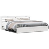 Maison Chic Posteljni okvir - Dvoposteljna postelja - Zakonska postelja z vzglavjem brez vzmetnice bel 180x200 cm, (21694546) | Shoptok.si