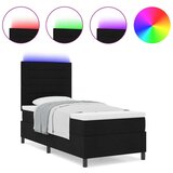  Krevet na podlošku s madracem i LED crni 90x200 cm tkanina | shoptok.hr