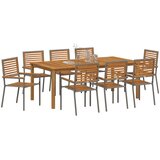  Vrtni set za objed 9 kom. Siva Čvrsto drvo akacije 200 x 100 x 74 cm | shoptok.hr