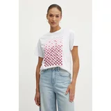 Karl Lagerfeld Bombažna kratka majica ženska, bela barva, 245W1710
