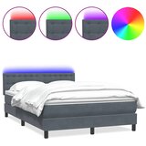 vidaXL Boxspring - Krevet s oprugama i madracem LED tamnosivi 160x210 cm baršunasti - Tamno siva 160 x 210 cm gumbi Cijene