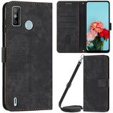 INORCO Za Tecno Spark 6 Go/Spark Go 2021/2020 usnjena torbica za denarnico za telefon, črtasto vtisnjen pokrov stojala s trakovi, (22034135) | Shoptok.si