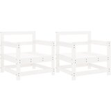  The Living Store Vrtni stoli 2 kosa bela trdna borovina - Vrtni Stol, (21443784) | Shoptok.si
