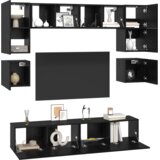 vidaXL Komplet TV omaric s polico Drugo 8 pcs Črni hrast 80 x 30 x 30 cm | Shoptok.si