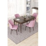 Hanah home trpezarijski set Nef, sto na razvlačenje i 4 stolice, ploča u dekoru drveta Baroque, roze tkanina Jerry | Eponuda.com