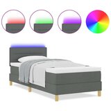 vidaXL Kutna podnica s dušekom i LED Tamno siva 90x200 cm Tkanina | shoptok.hr