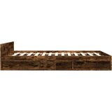  Posteljni okvir s predali dimljen hrast 140x190 cm inž. les | Shoptok.si