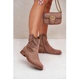 S. BARSKI Women's perforated ankle boots with flat heel brown S.Barski | Shoptok.si
