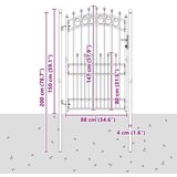 vidaXL Vrata ograje s bodicami Siva 200 x 100 cm | Shoptok.si