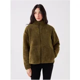 LC Waikiki Women's Standing Collar Straight Long Sleeve Oversize Plush Cardigan