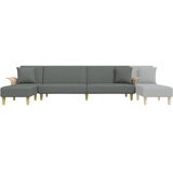  Kutna garnitura na razvlačenje tamnosiva 279x140x70 cm tkanina | shoptok.hr