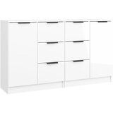 Maison Chic Komoda - Predalnik 2 kosa bela visok sijaj 60x30x70 cm konstruiran les, (21719355) | Shoptok.si