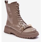 Kesi Women's patented ankle boots with embellishment, beige S.Barski | Shoptok.si