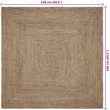  Tepisi za područja Prirodna i crna 240 x 240 cm Juta | shoptok.hr