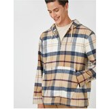 Koton Plaid Oversized Sweatshirt with Hooded Pocket Detailed Half-Zip Cene