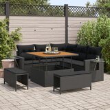 vidaXL 8-dijelni set vrtnih sofa s jastučićima crni poli ratan akacija, 3-dijelni set vrtne blagovaonice s jastučićima crni poli ratan akacija Cijene
