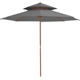 vidaXL Dvojni senčnik z lesenim drogom 270 cm antracitne barve | Shoptok.si