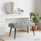  Klupa s gumbastim tkanjem Svjetlosiva 80 x 40 x 46 cm Baršun | shoptok.hr