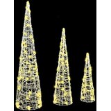  Božićno drvce 3 pcs Topla bijela 20 x 20 x 80 cm Akril | shoptok.hr