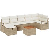 vidaXL 8 komadni vrtni set sofe s jastučićima bež poli ratan, 2-sjedna vrtna sofa s jastučićima bež poli ratan | shoptok.hr