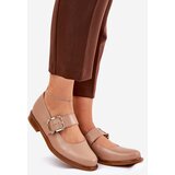 Laura Messi Leather Women's Shoes With Buckle 2980 Dark Beige | ePonuda.com