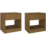 The Living Store Nočna omarica 2 kosa medeno rjava 40x31x40 cm trdna borovina - Nočna Omarica, (21421019) | Shoptok.si