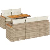 Maison Chic Seti vrtnega pohištva - Vrtna garnitura - Vrtni pohištvo set z blazinami 6-delna bež ratan/akacija, (21798364) | Shoptok.si