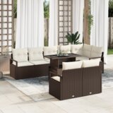 9 dijelni set vrtne sofe s jastučićima smeđi poli ratan | shoptok.hr