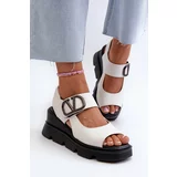 Kesi Women's wedge and platform sandals made of eco leather, white triaola