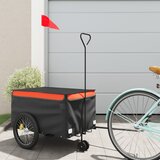 vidaXL Kolesarska prikolica črna in oranžna 30 kg železo | Shoptok.si