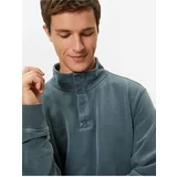 Koton Washed Sweatshirt Stand Collar Button Detailed Cotton