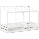  Dječji krevet s krovom bijeli 90 x 200 cm od masivne borovine | shoptok.hr