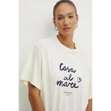 Weekend Max Mara Bombažna kratka majica ženska, bež barva, 2425946041600