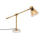 QAZQA Art Deco namizna svetilka bron z marmorjem in jantarnim steklom - Nina | Shoptok.si