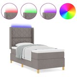 vidaXL Postelja s vzmetnico in LED osvetlitvijo Taupe 100x200 cm Tkanina, (22049617) | Shoptok.si