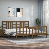 vidaXL Posteljni okvir z vzglavjem medeno rjav 200x200 cm trden les Cene