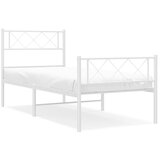  The Living Store Kovinski posteljni okvir z vzglavjem in vznožjem bel 90x200 cm - Kovinski Posteljni Okvir, (21499405) | Shoptok.si
