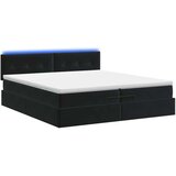  Krevet od pjene s madracem i LED-om Crna 200 x 200 cm Baršun - Crna 200 x 200 cm Prošiveno gumbima | shoptok.hr