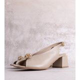 Karino Beige leather block-heeled sandals | Shoptok.si