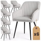 AKORD Florence Oblazinjeni Jedilni Stoli Iz Žameta Z Okrasnimi Šivi, Komplet 6 Stolov, Siva, Črne Noge, (5000333440) | Shoptok.si