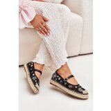 Boto Mesh Espadrilles With Embroidery On Platform Black Laxisa | shoptok.hr