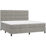  Krevet s oprugama i madracem svjetlosivi 200x200 cm baršunasti | shoptok.hr