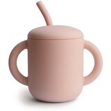 Mushie silikonski lonček s slamico training cup blush | Shoptok.si