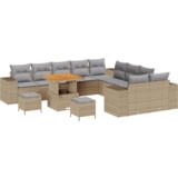  13-dijelni set vrtnih kauča s jastučićima bež poli ratan akacija | shoptok.hr