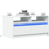 vidaXL Klubska mizica z LED lučkami bela inženirski les | Shoptok.si